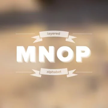M N O P Flat Layered Alphabet on Blurred Background Stock Illustration