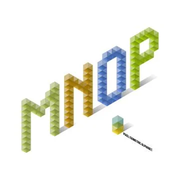 M N O P - Pixel Isometric Alphabet Illustrazione stock