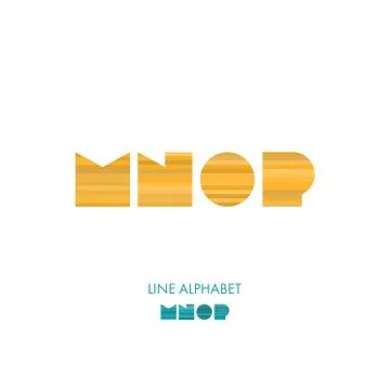 M N O P- Simple Modern Lines Flat Alphabet Stock Illustration