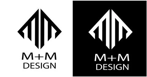 M Plus M Design Logo Template with Monogram MM Geometric Rhombus Icon Stock Illustration