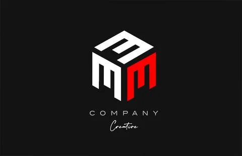 M red white three letter cube alphabet letter logo icon design. Creative te.. Stock Illustration