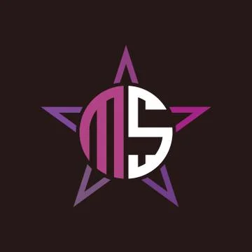 M S initials circle with stars and black background Stock Illustration