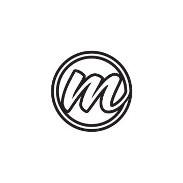 M script letter circle lines logo design vector 스톡 일러스트