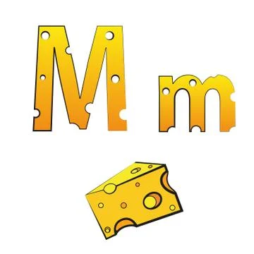 M, swiss vector Alphabet made of Cheese Stock Illustration
