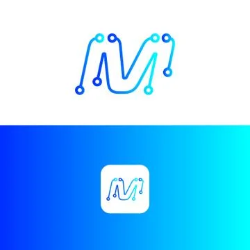 M tech letter logo design, M icon,	 Illustrazione stock