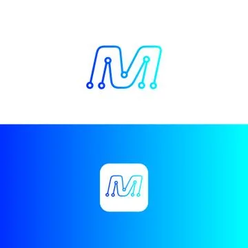 M tech letter logo design, M icon,	 스톡 일러스트