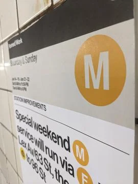 M Train work notice Stock Photos
