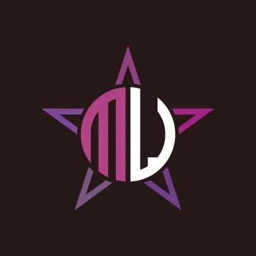 M U initials circle with stars and black background Stock Illustration
