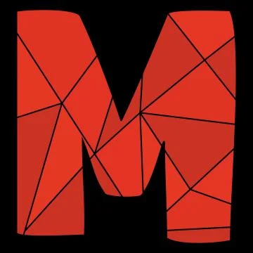 M vector red alphabet letter isolated on black background Stock Illustration