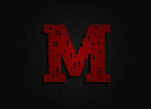 M vector red letter made of grunge texture. Insane Fear brutal font. Wicked n Stockillustratie
