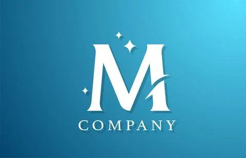 M white blue gradient alphabet letter logo for business. Branding design for  Stock Illustration