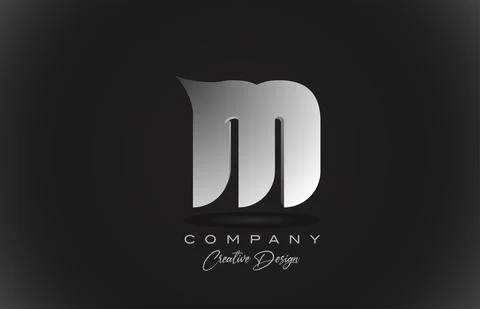 M white gradient alphabet letter logo icon with black background. Creative de Stock Illustration
