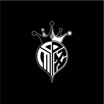 M X circle monogram logo emblem style with clown crown shape vector decoratio 库存插图