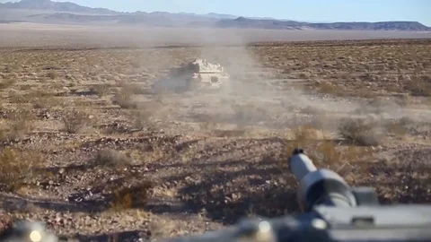 M1 Abrams moves in Tactical Assembly Area - 2017 Stock Footage 87709174