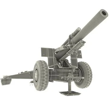 M114A1 155 mm Howitzer firing position ~ 3D Model #91390218