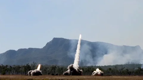 M142 HIMARS. Overview and Launching Rockets Down Range 024 Stock Footage 162055253