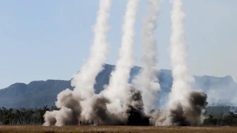 M142 HIMARS. Overview and Launching Rockets Down Range 025 Stock Footage 162055257