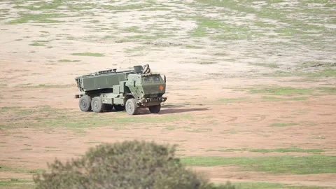 M142 HIMARS. Overview and Launching Rockets Down Range 015 Stock Footage 162055368