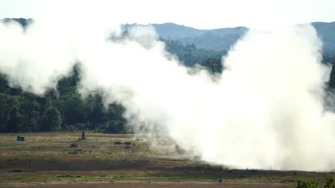 M142 HIMARS. Overview and Launching Rockets Down Range 016 Stock Footage 162055371