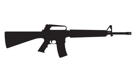 M16 icon. M16 machine gun black silhouette. Vector illustration. Illustrazione stock