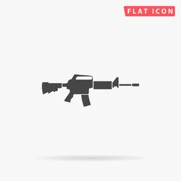 M16 rifle flat vector icon Stock Illustration