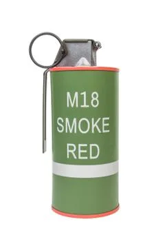 M18 Smoke Red explosive model, weapon army,standard timed fuze hand grenade o Foto stock