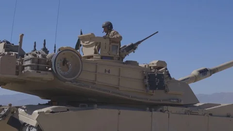 M1A1 Abrams tank commander looking out o... | Stock Video | Pond5