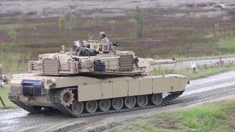 M1A1 Abrams tank reversing at firing ran... | Stock Video | Pond5