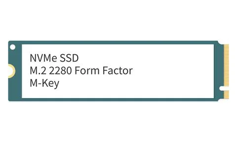 M.2 2280 NVMe SSD M-Key Drive with light shadow effects Stock Illustration
