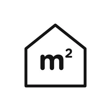 M2 area unit icon black and white vector sign Stock Illustration