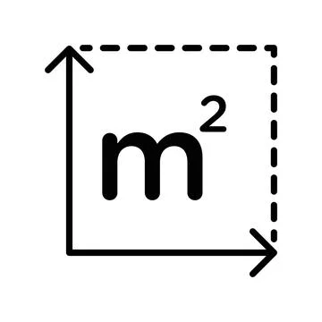 M2 area unit linear logo mark in black and white Stock Illustration