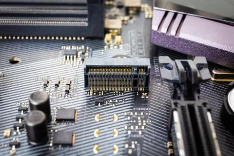 The M.2 connector interface for modern high speed and performance storage Stock Photos