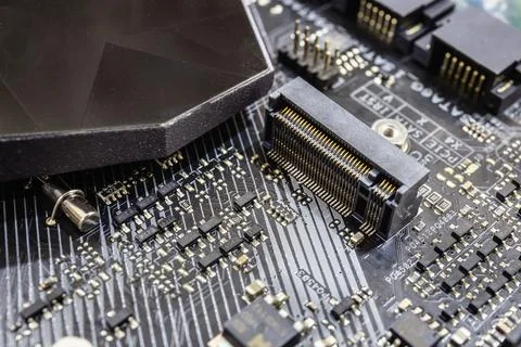 The M.2 connector interface for modern high speed and performance storage Stock Photos