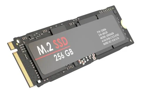 M.2 SSD 256 gb, 3D rendering 스톡 일러스트