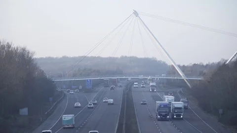 M27 Motorway - Cloudy Stock Footage 81674732