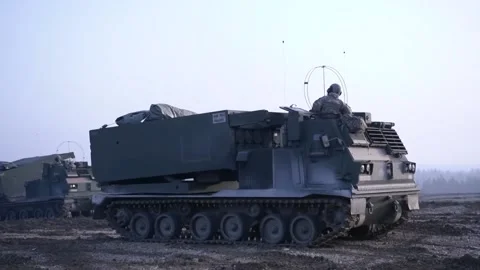 M270 MLRS - Overview, Reloading and Fire Missions (9) Stock Footage 162252521