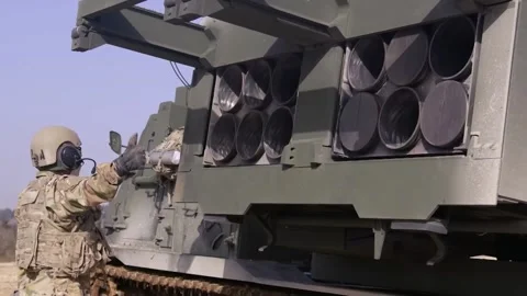 M270 MLRS - Overview, Reloading and Fire Missions ( 8) Stock Footage 162252557