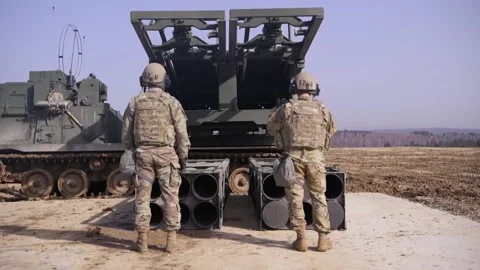 M270 MLRS - Overview, Reloading and Fire Missions (7) Stock Footage 162252572