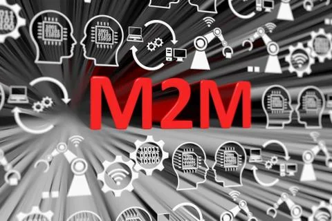 M2M concept blurred background 3d render illustration Stock Illustration