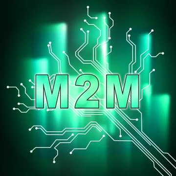 M2M Machine Connectivity And Cooperation 2d Illustration Illustrazione stock
