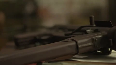 M3 Machine Gun or Grease Gun from World War Two Stock-Footage 325350911