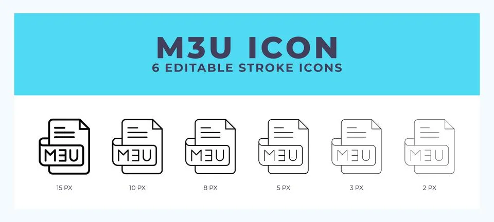 M3u file icon with editable stroke. Outline icon vector illustration. 스톡 일러스트