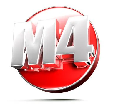 M4 red 3D illustration on white background with clipping path. Stock Illustration