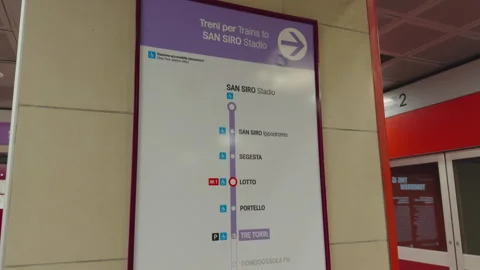 M5 metro line map at Tre Torri station in Milan Stock Footage 336909822