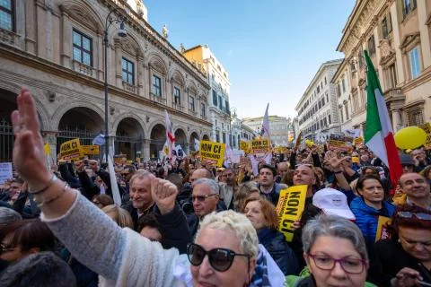 M5S protest demonstration in the square Stock Photos