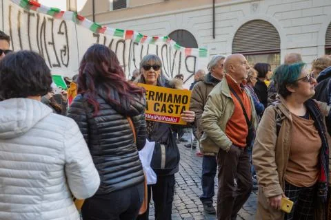 M5S protest demonstration in the square Stock Photos
