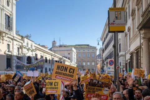 M5S protest demonstration in the square Stock Photos