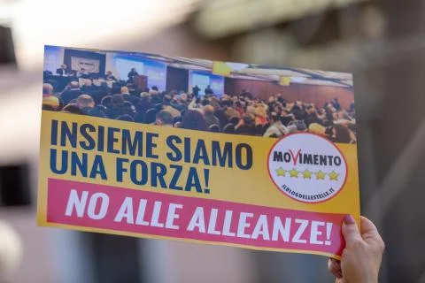 M5S protest demonstration in the square Stock Photos