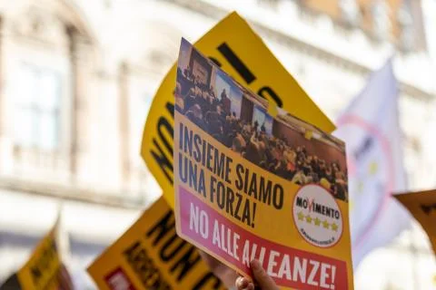 M5S protest demonstration in the square Stock Photos