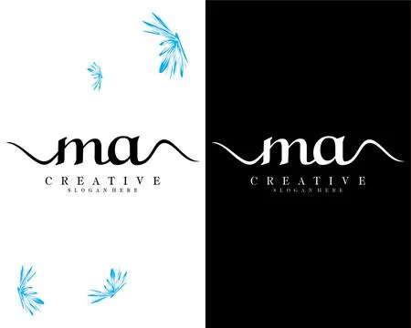Ma, am handwriting script font letter logo design template vector 스톡 일러스트